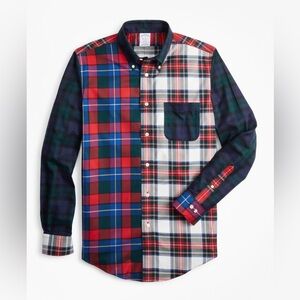 Brooks Brothers Regent Fun Shirt XXL Patchwork Tartan Plaid NWOT Christmas